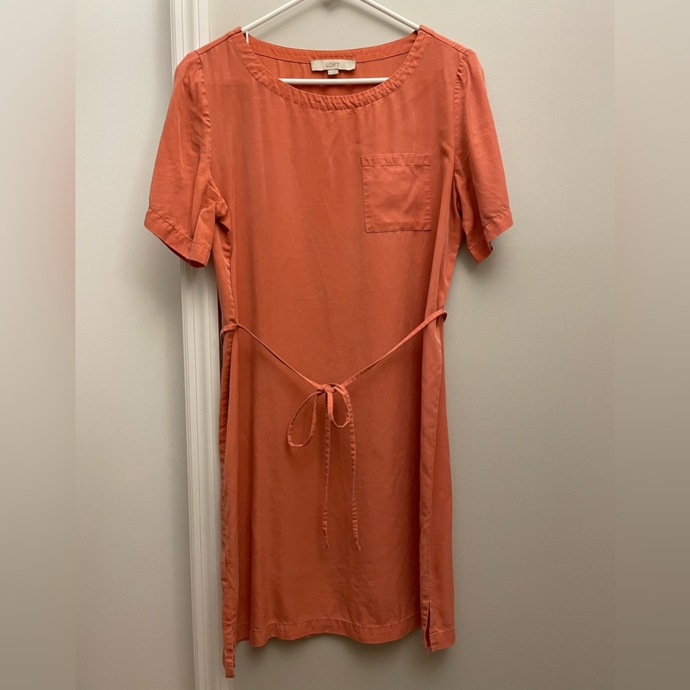 LOFT Tie-Front Shift Dress - Picture 1 of 5